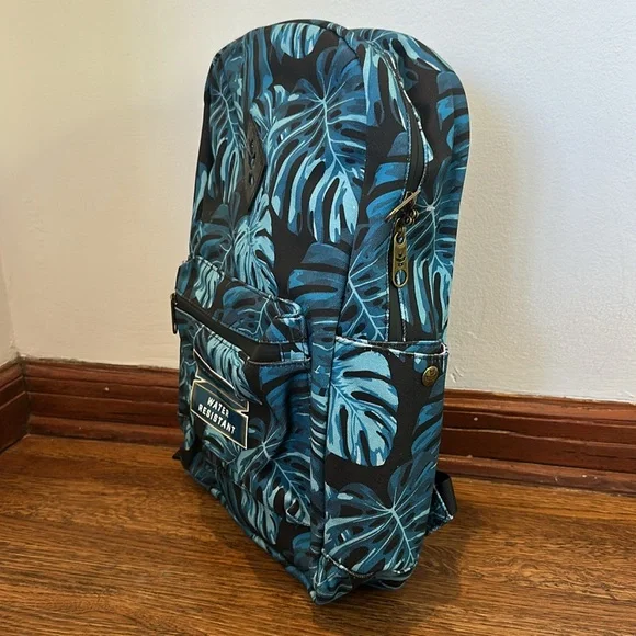 Revelry Blue Black Palm Print Canvas Water Resistant Backpack NWT - Picture 4 of 7